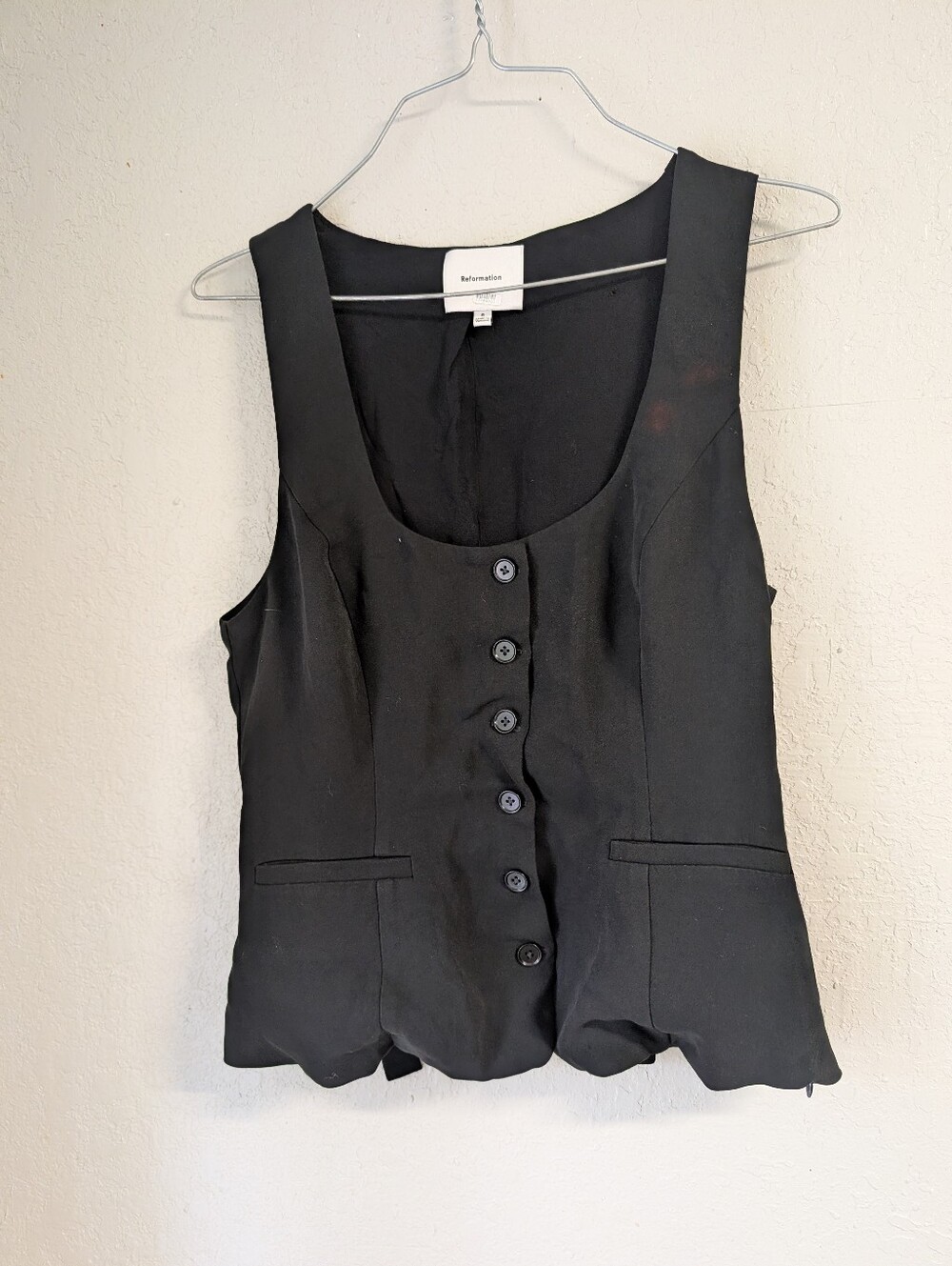 Reformation Button Front Vest 8 Black